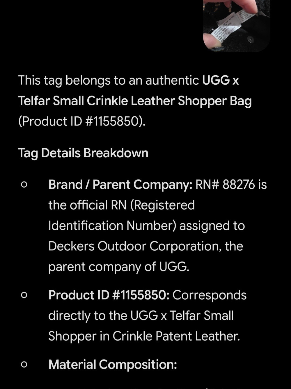 Telfar X Ugg Collab Black On Black Crinkle Sherpa Small Shoppers Tote (NWOT)🖤 - Picture 10 of 14